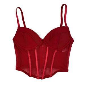 Rue 21 Women's XS Red Sheer Lightly Lined Corset Bra Top *